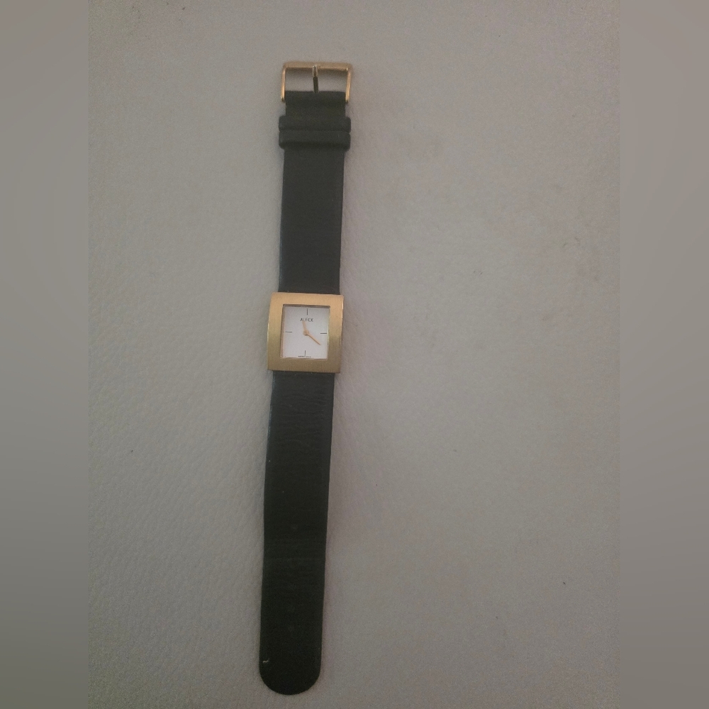 Vintage ALFEX Watch Black Leather Strap